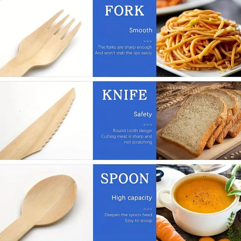 Belgravia Disposables Eco Friendly Wooden Cutlery 100's (ALL SIZES / TYPES)