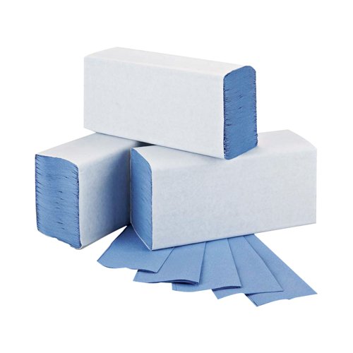2Work M-Fold Hand Towel 1-Ply 240x220mm Blue (Pack of 3000) 2W71923
