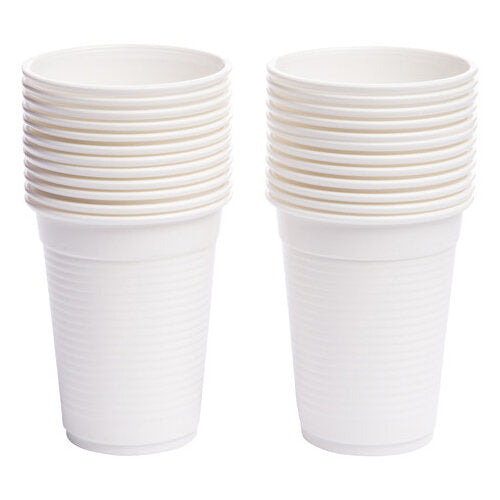 White Plastic 7oz Strong Drinking Tumbler Disposable Cups For Water Coolers