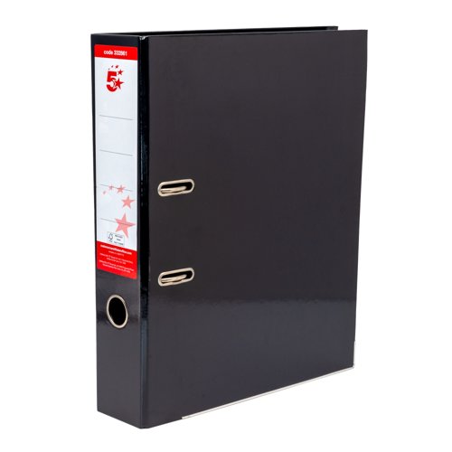 5 Star Lever Arch File Foolscap 70mm Spine Black (Pack of 10) 332861