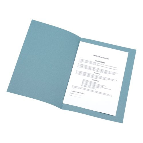 5 Star Recycled Square Cut Folder Foolscap 180gsm Blue (Pack of 100) 340417