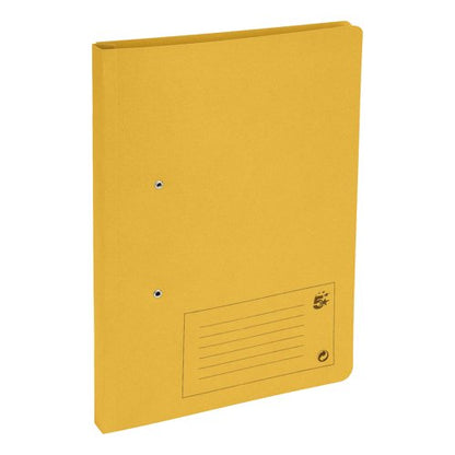 5 Star Transfer Spring File Foolscap Mediumweight 285gsm Capacity 38mm Yellow (Pack of 50) 356564