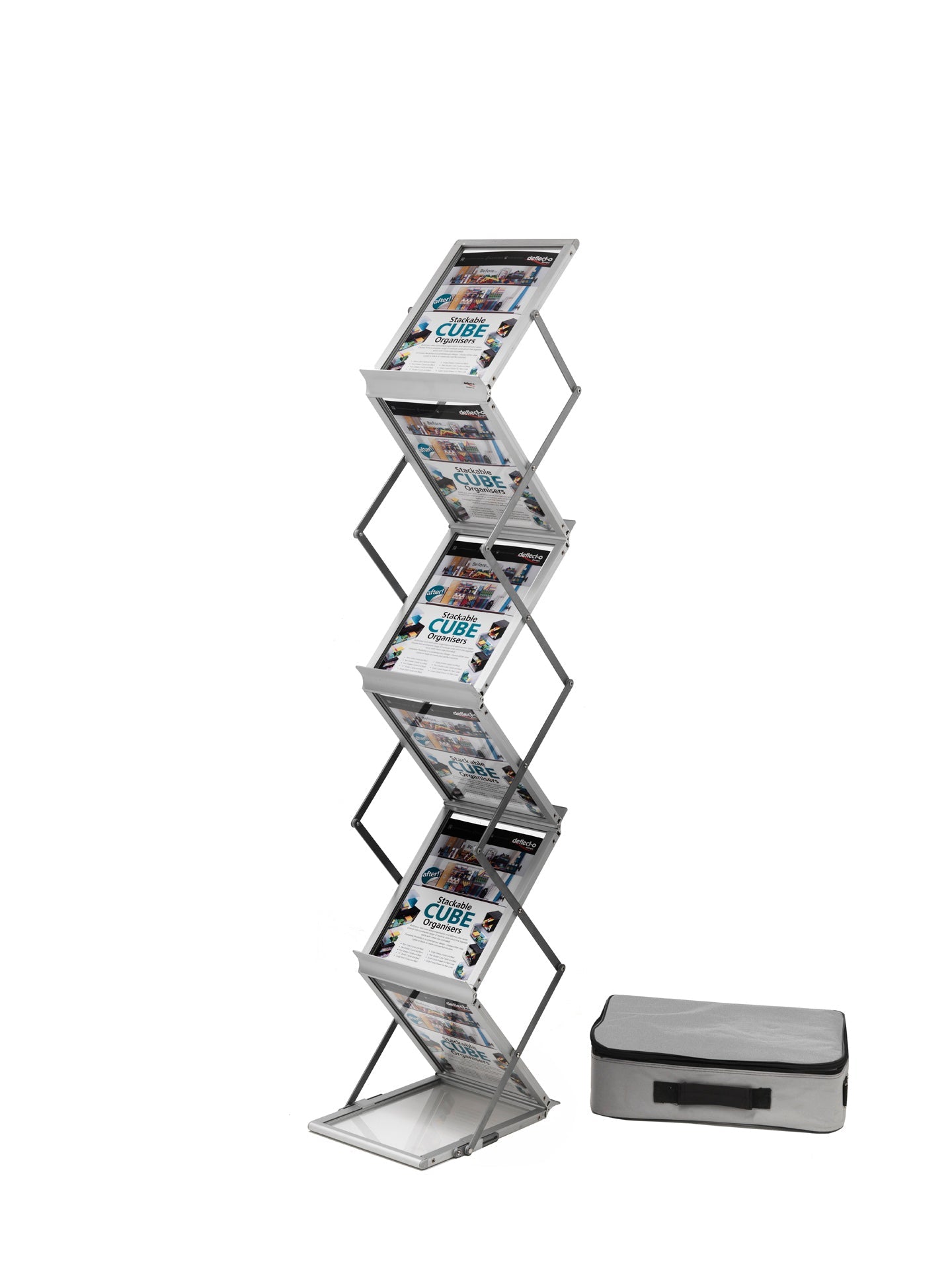 Deflecto Literature Display Floor Standing Folding 6 Shelves A4 Portrait 36100