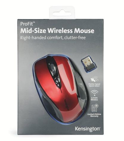 Kensington Pro Fit Wireless Mobile Mouse Ruby Red K72422WW