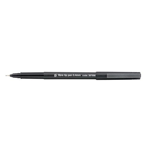 5 Star Fibre Tip Pen Medium 0.7mm Tip 0.4mm Line Black (Pack of 12) 397956