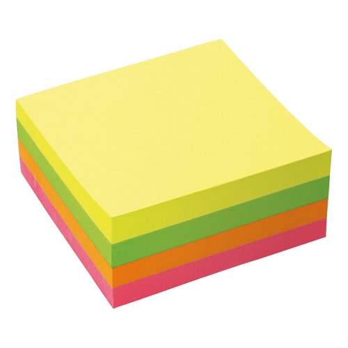 5 Star Re-move Sticky Notes Block Repositionable 400 Sheets 76x76mm Neon Rainbow 397980