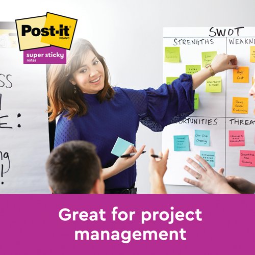 Post-it Super Sticky Notes 76x76mm 90 Sheets Carnival (Pack of 6) 654-6SS-CARN
