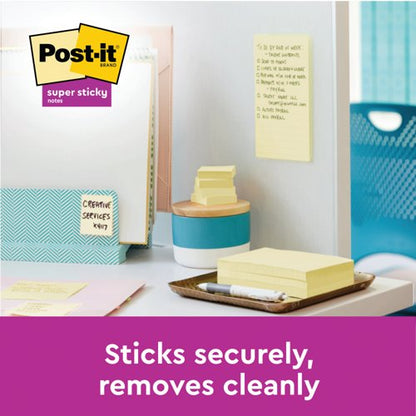 Post-it Super Sticky Note 76x76mm 90 Sheets Cardboard Packaging Canary Ylw (Pack of 12) 654-12SS-CY