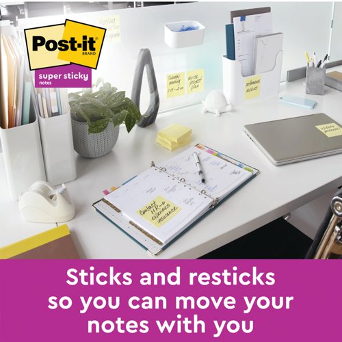 Post-it Super Sticky 76x76mm 90 Sheets Canary Yellow VALUE PACK 8 + 4 FREE (Pack of 12) 654-SSCY-P8+
