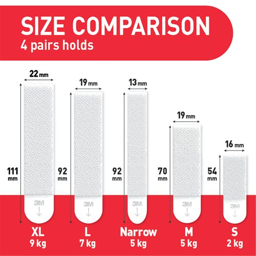 Command Picture Hanging Strips 8 Pairs Medium + 8 Pairs Large White (Pack of 16) 7100349289