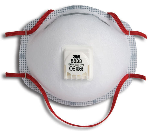 3M 8833 Cup-Shaped Respirator (Valved) - Superior Protection Level FFP3  {10 Pack}