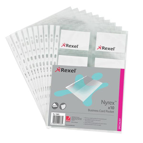 Rexel Nyrex Multipunched Pocket With 16 Welded Business Card Slots A4 Code 13681
