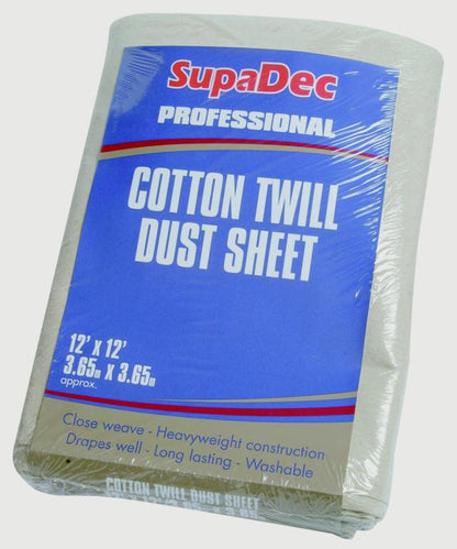 SupaDec Large Reusable Cotton Twill Dust Sheet 12' x 12' (3.6m x 3.6m)