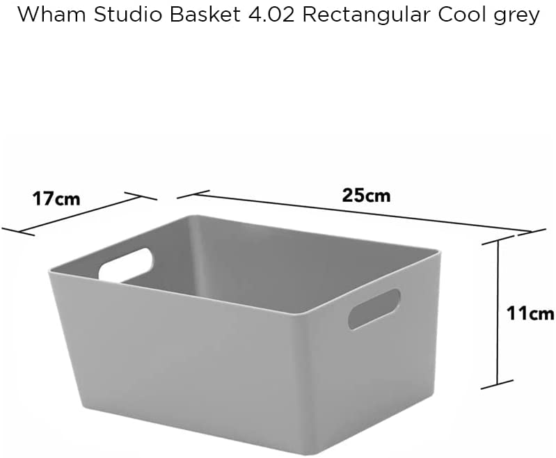Wham Grey Rectangular Studio Basket 4.02 3.9 Litre - UK BUSINESS SUPPLIES