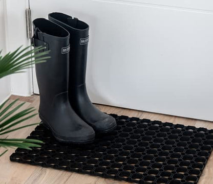 Fixtures Honeycomb Door Mat Heavy Duty 100% Rubber Black, 40 x 60 x 1.5 cm