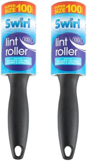 Swirl Lint Roller for Clothes & Furniture | Lint & Pet Hair Remover Brush | 100 Sheets | Pack of 2
