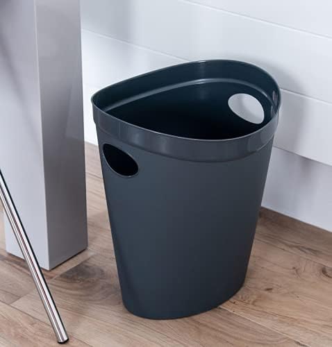 Addis 518039 Waste Paper Bathroom/Bedroom/Office Bin, Charcoal, 26 X 27 X 33 Cm