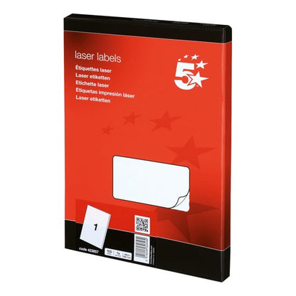 5 Star Multipurpose Labels Laser Copier and Inkjet 199.6x289.1mm White (Pack of 100) 423857