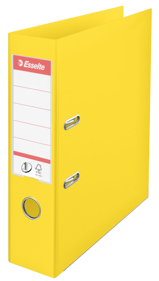 Esselte No.1 VIVIDA Lever Arch File Polypropylene A4 75mm Spine Width Yellow (Pack 10) 624070