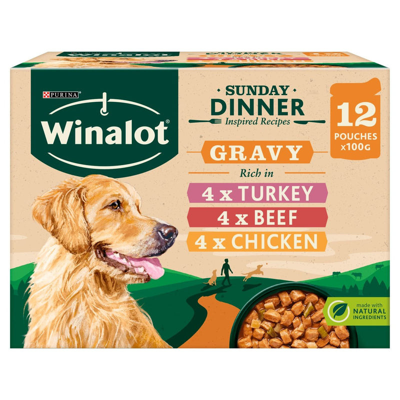 Winalot Sunday Dinner Wet Dog Food Pouches in Gravy 12 x 100g