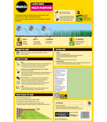 Miracle-Gro Multi Purpose Lawn Seed 5kg / 165m2