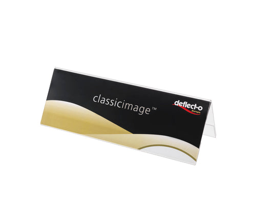 Deflecto Tent Shaped Desktop Name Holder A4 Landscape Clear - 48601