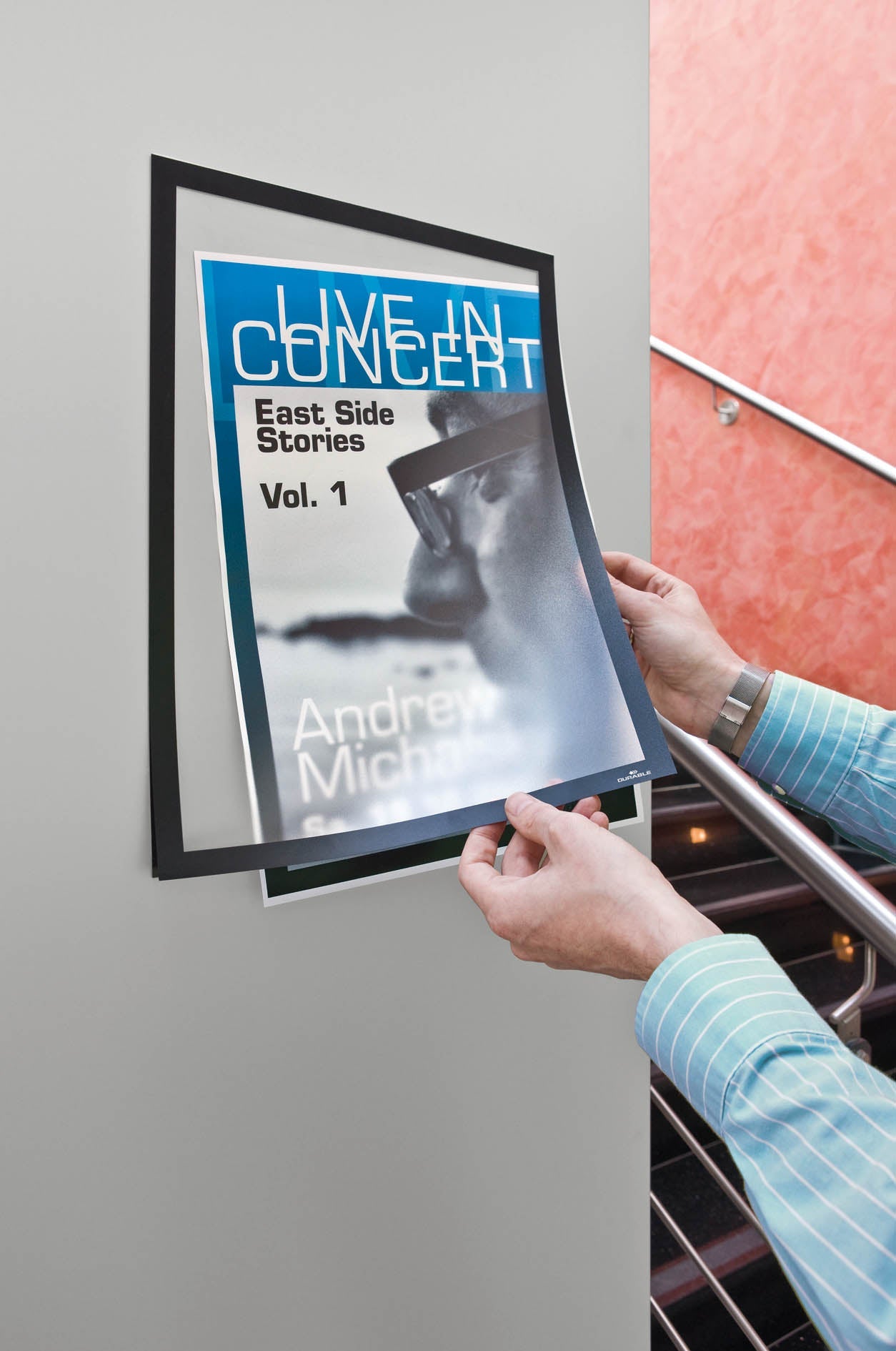 Durable Duraframe Magnetic Display Frame Self Adhesive A3 Black (Pack 2) 487301