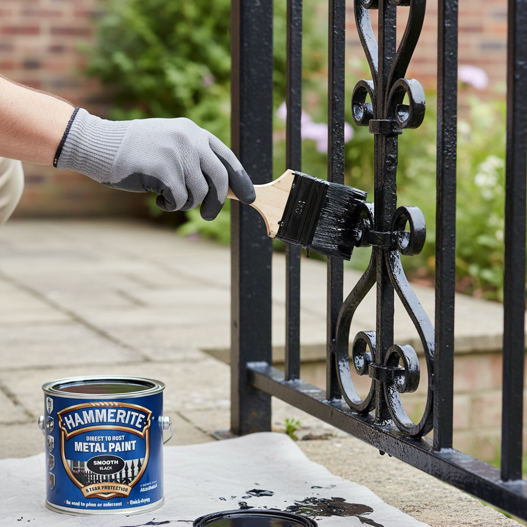 Hammerite Direct to Rust Metal Paint - Smooth Black Finish 250ml, 5084863