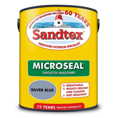 Sandtex Microseal Smooth Masonry Paint | Silver Blue | 5 Litre