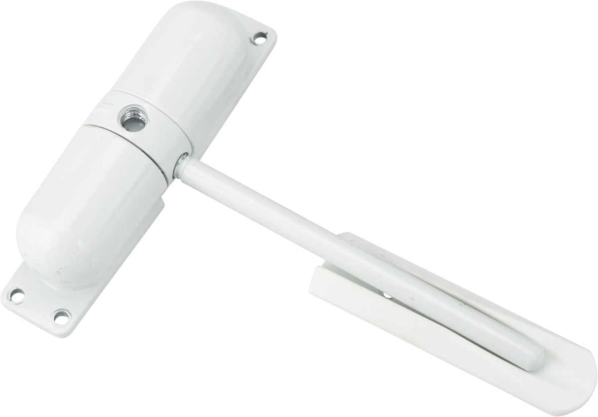 Burg Wachter Spring Loaded Adjustable Auto Closing Door Closer | Home & Commercial | White.