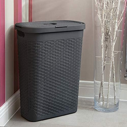 Addis Rattan Charcoal Slim Laundry Hamper 40 Litre