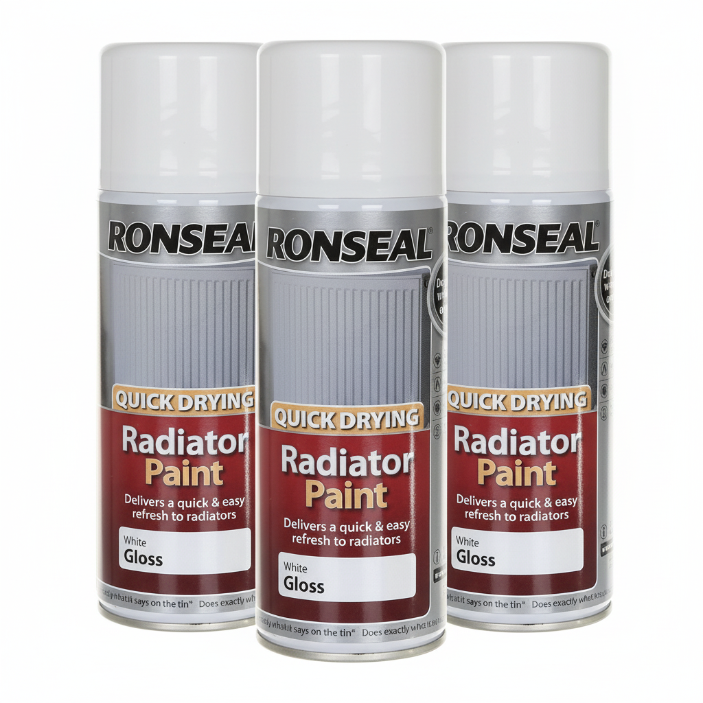 Ronseal Quick Drying Radiator Spray Paint White Gloss 400Ml