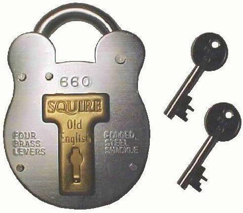 Henry Squire Old English Galvanised Steel Case 4 Lever Padlock, Large