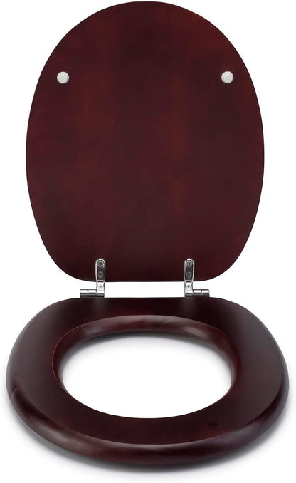 Croydex Solid Wood Toilet Seat, Mahogany - Chrome Fitting