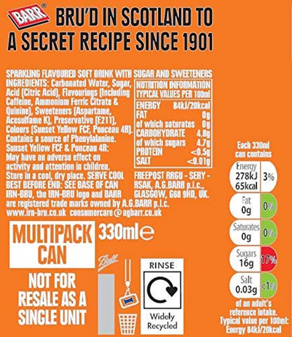 Barrs Irn Bru 330ml Cans (Pack of 24)