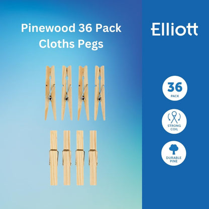 Elliott Traditional Pinewood Clothes Pegs  3 x 36 Pegs {108}