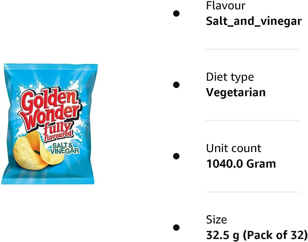 Golden Wonder Crisps Salt and Vinegar Pack 32's