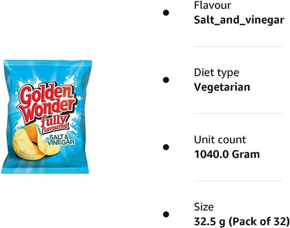 Golden Wonder Crisps Salt and Vinegar Pack 32's
