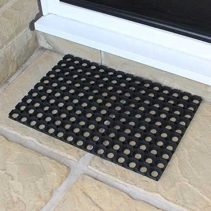 Fixtures Honeycomb Door Mat Heavy Duty 100% Rubber Black, 40 x 60 x 1.5 cm