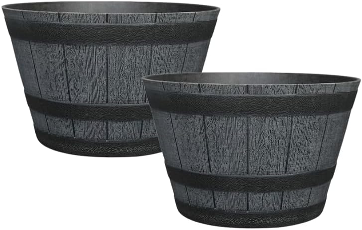 Fixtures Half Barrel Cask Planter Medium, Grey 40cm x 27cm (Copy)