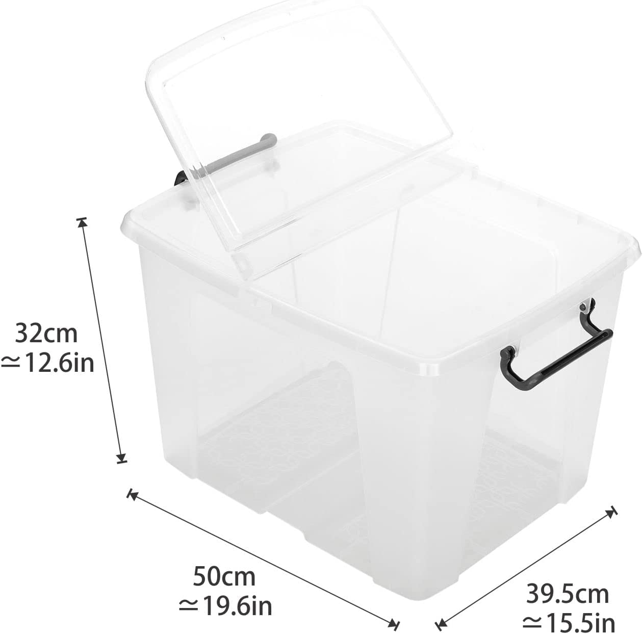 Strata Smart Box Clip-On Folding Lid Carry Handles 40 Litre Clear Ref HW674CLR AQ03954