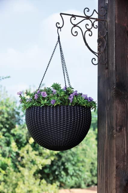 Fixtures Brown Rattan Effect Hanging Basket LARGE 25cm x 16cm
