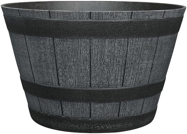 Fixtures Half Barrel Cask Planter Grey 40cm x 27cm.