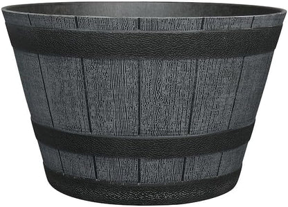Fixtures Half Barrel Cask Planter Grey 40cm x 27cm.
