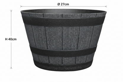 Fixtures Half Barrel Cask Planter Grey 40cm x 27cm.