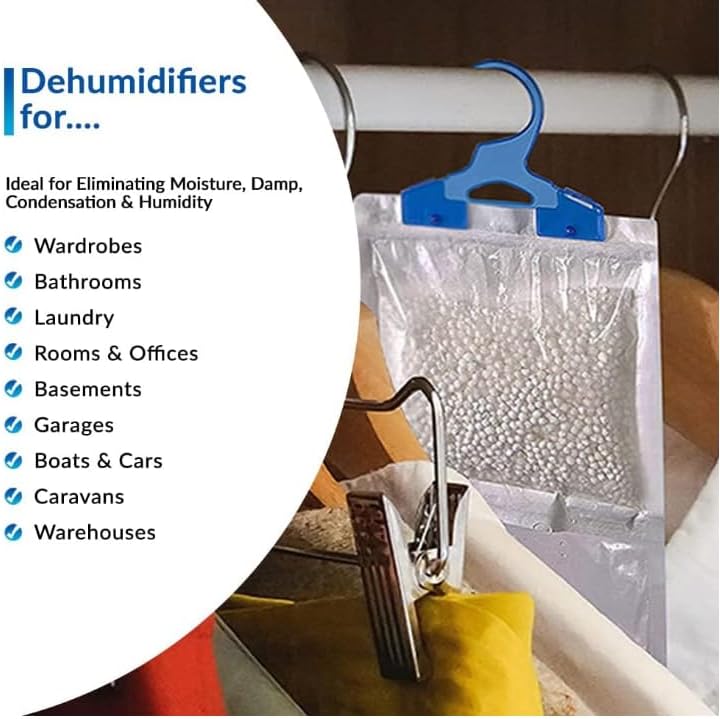 Scented Hanging Wardrobe Dehumidifier Bags | 6 Pack