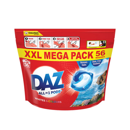 Daz ALL in 1 PODS® Washing Capsules, Whites & Colours, 56 Washes