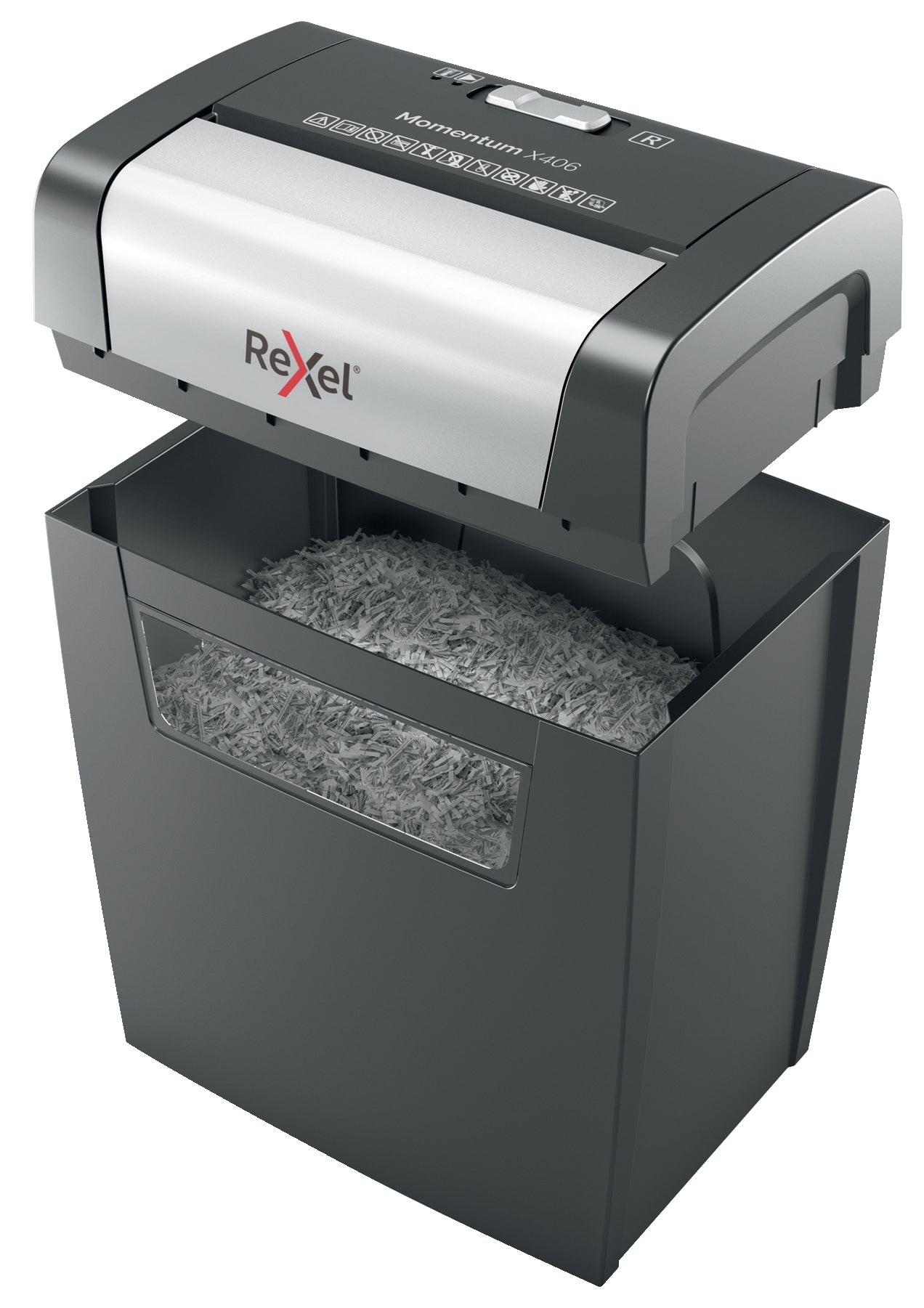 Rexel Momentum X406 Cross Cut Shredder 15 Litre 6 Sheet Black 2104569