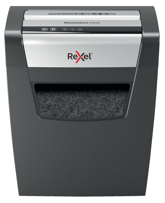 Rexel Momentum X410 Cross Cut Shredder 23 Litre 10 Sheet Black 2104571