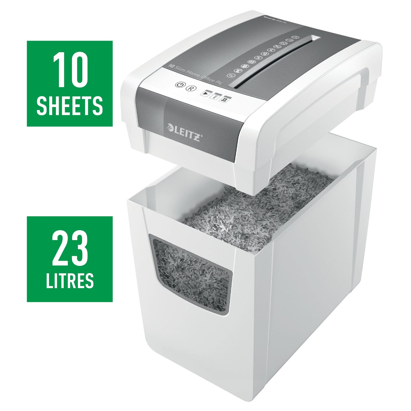 Leitz IQ Slim Home Office Cross Cut Shredder 23 Litre 10 Sheet White 80011000